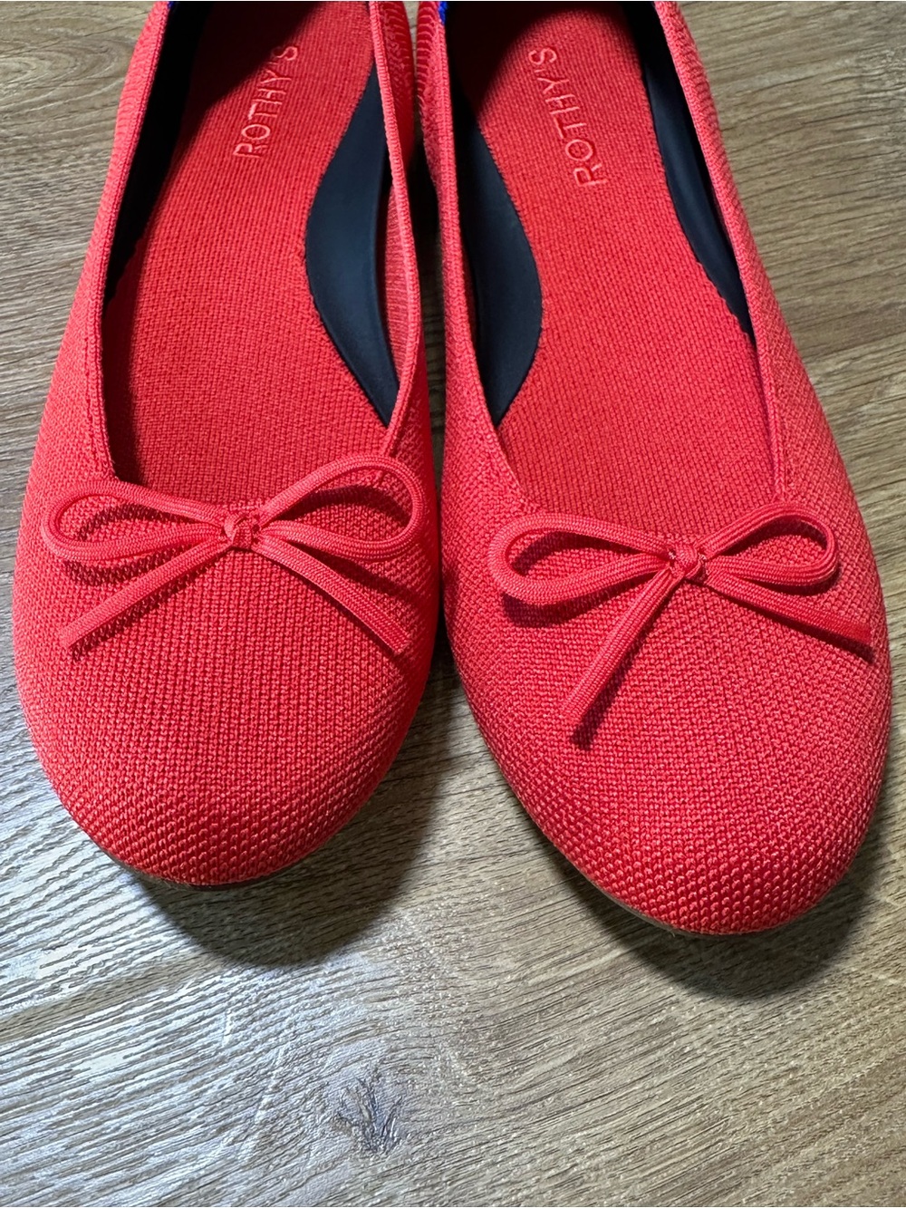 Rothy's Glamour Red Ballet Flats with Bow 9M - Picture 5 of 6